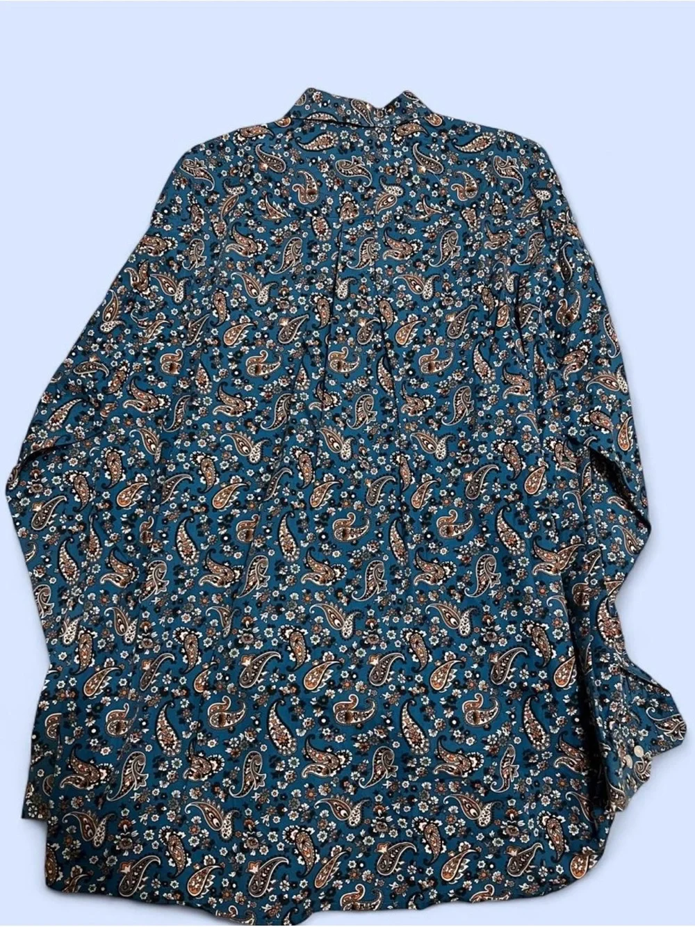 Men's Teal Paisley Long-Sleeve Shirt